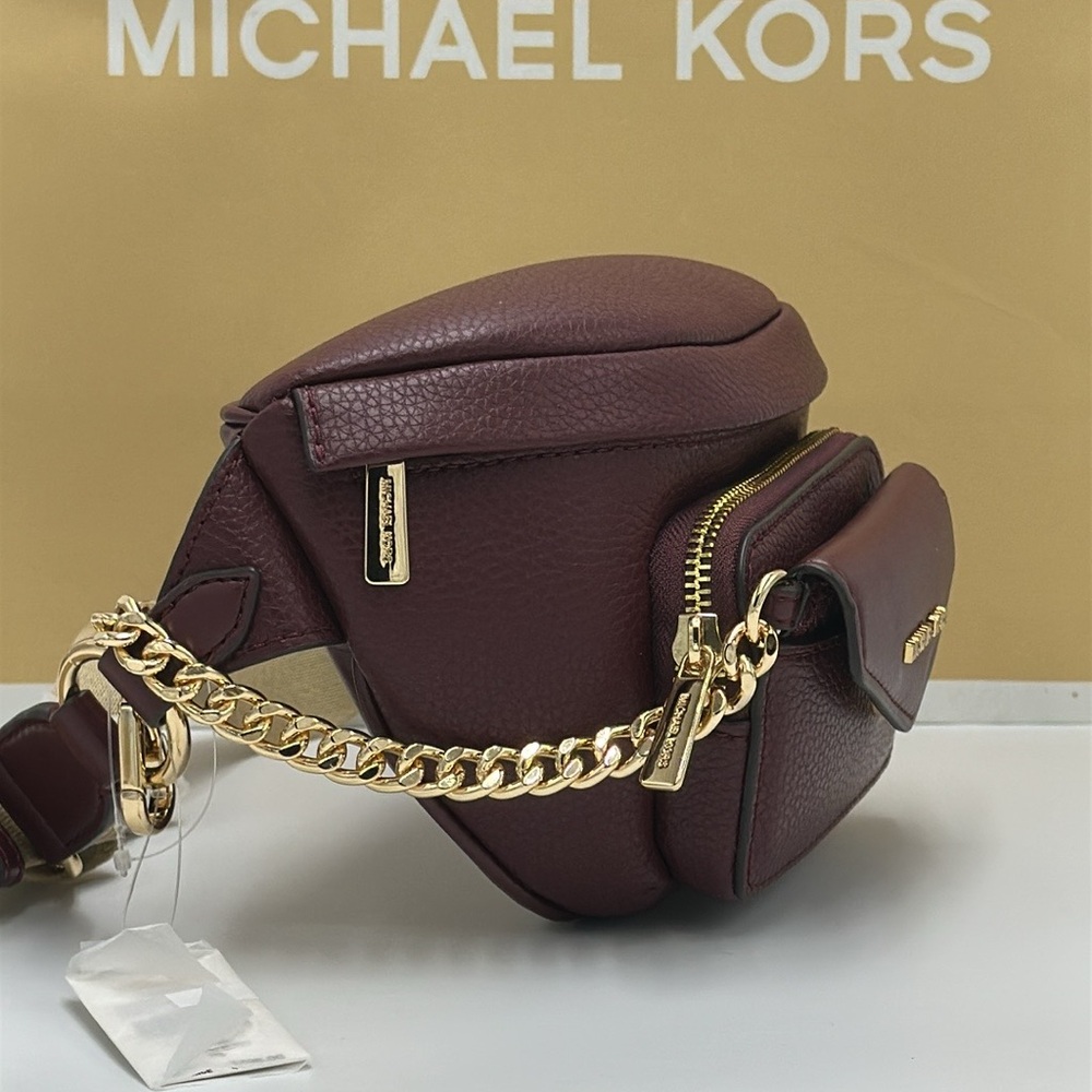 Michael Kors Maisie 2 In 1 Small Leather Waist pack Fanny pack Bag (Oxblood) MK - Picture 4 of 15